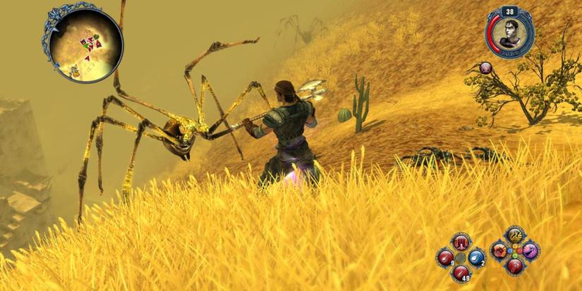 Saced 2 combat with a giant spider