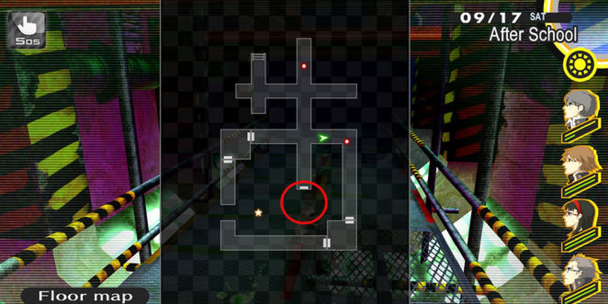 A map layout of the secret laboratory from Persona 4