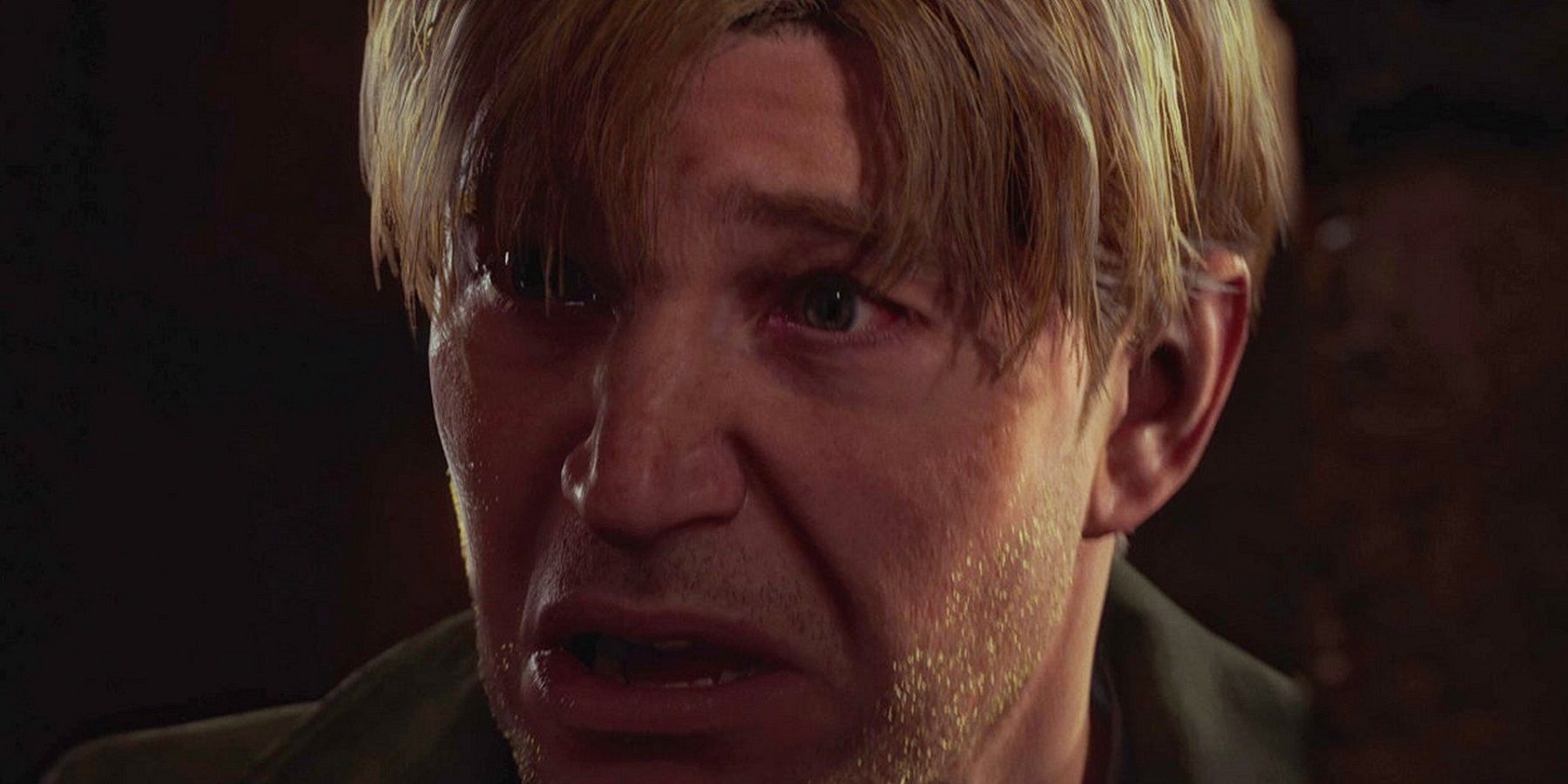 Image from the Silent Hill 2 remake showing a close-up of a concerned James Sunderland.