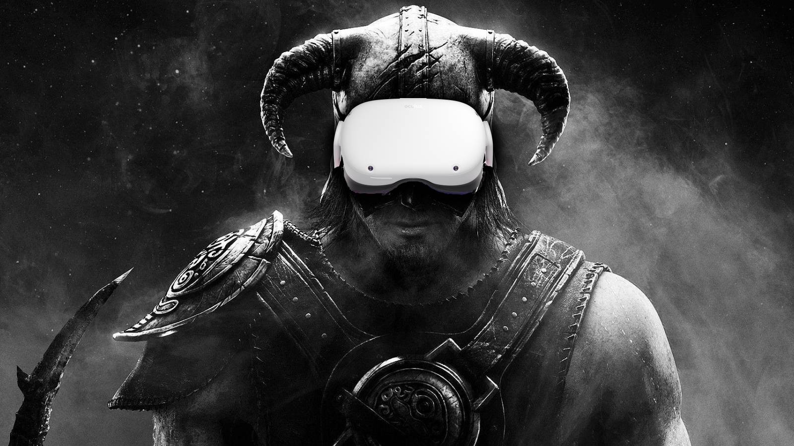 Dragonborn from Skyrim wearing a Meta Quest 2