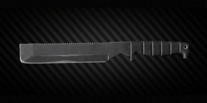 The SP-8 Durval Machete in front of a diagonal background in Escape From Tarkov