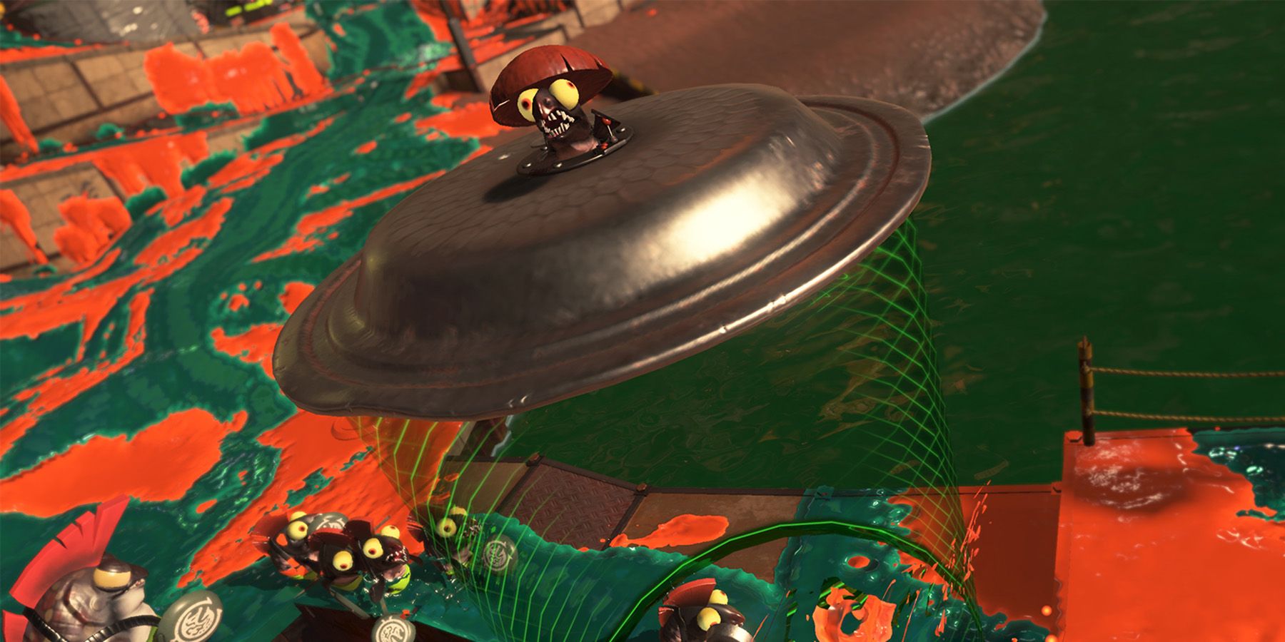 a picture of the slammin lid, a boss from splatoon 3's salmon run mode