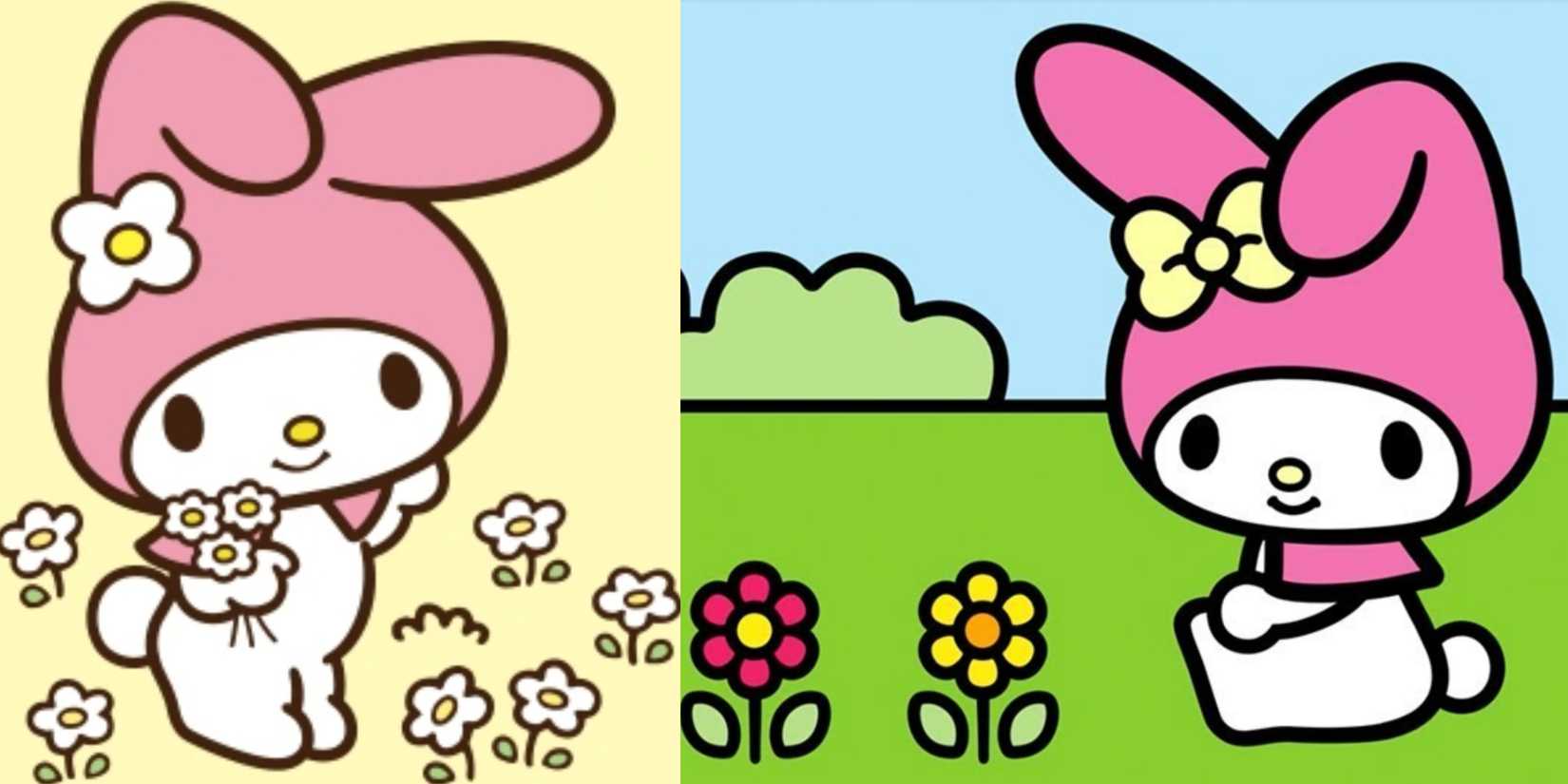 split image melo hello kitty