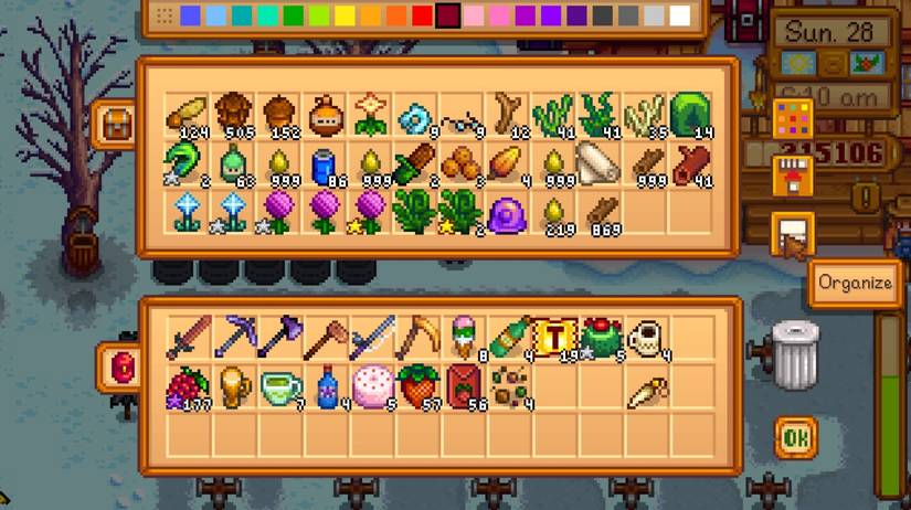 stardew valley organize button
