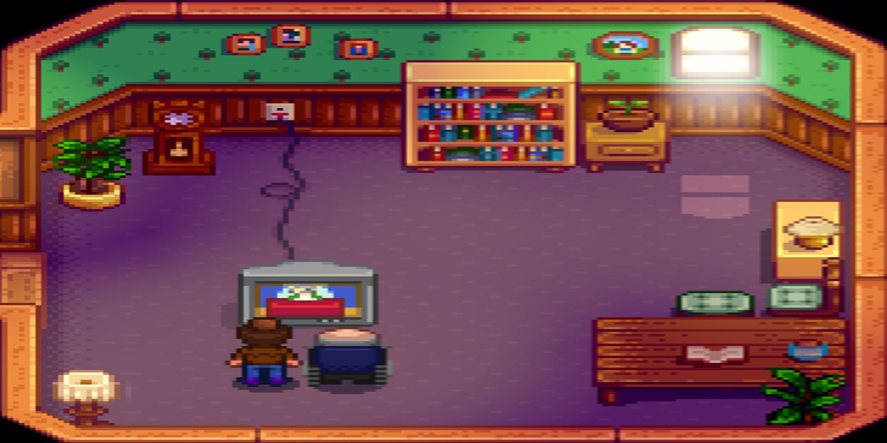 Stardew Valley player watches TV with George