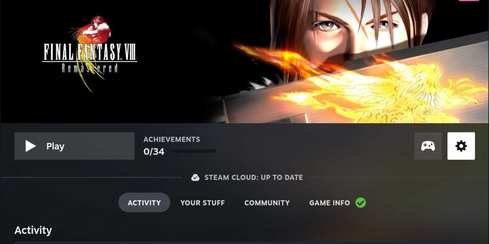 Steam Deck game page settings Final Fantasy 8 screen