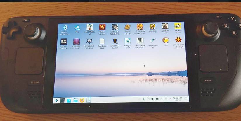 Steam Deck handheld in desktop