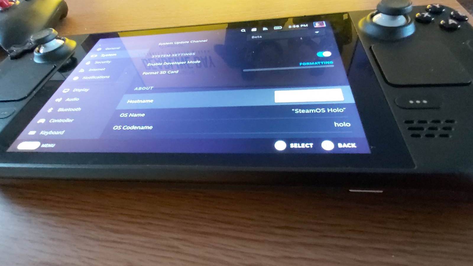 Steam Deck with SD slot on the bottom