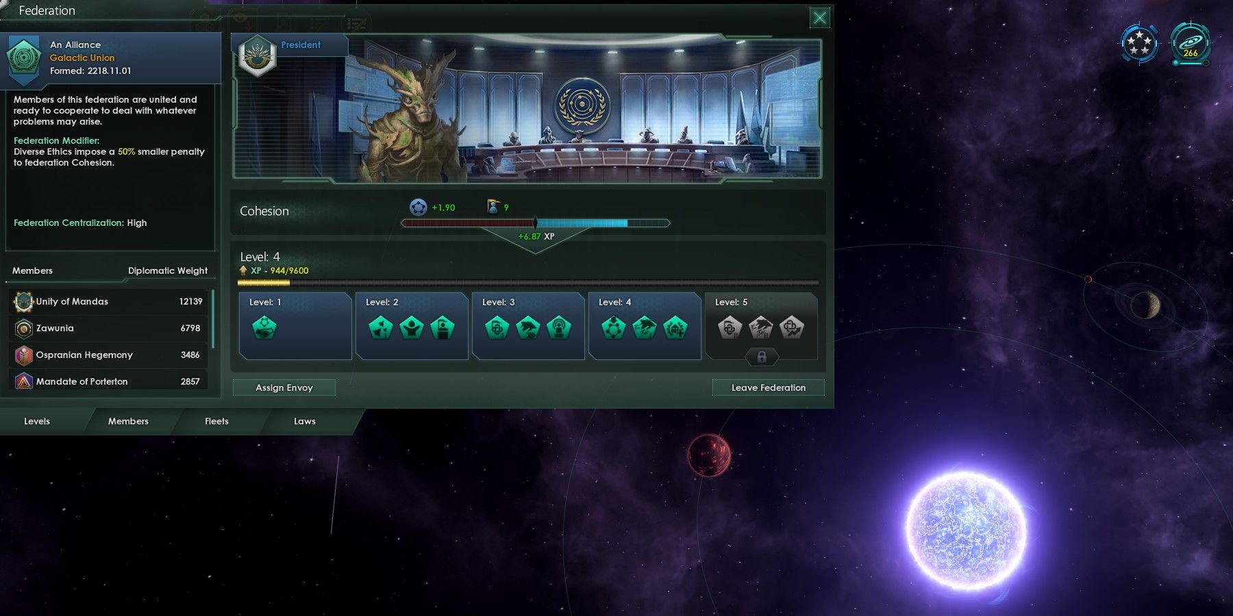 Stellaris Federation Summary Screen