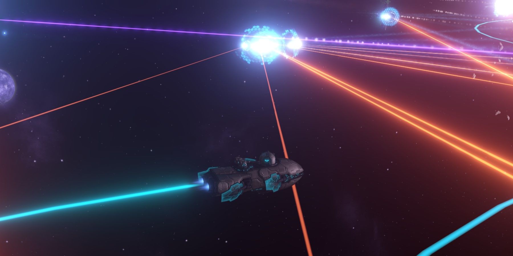 Stellaris Frigate attacking a Cruiser