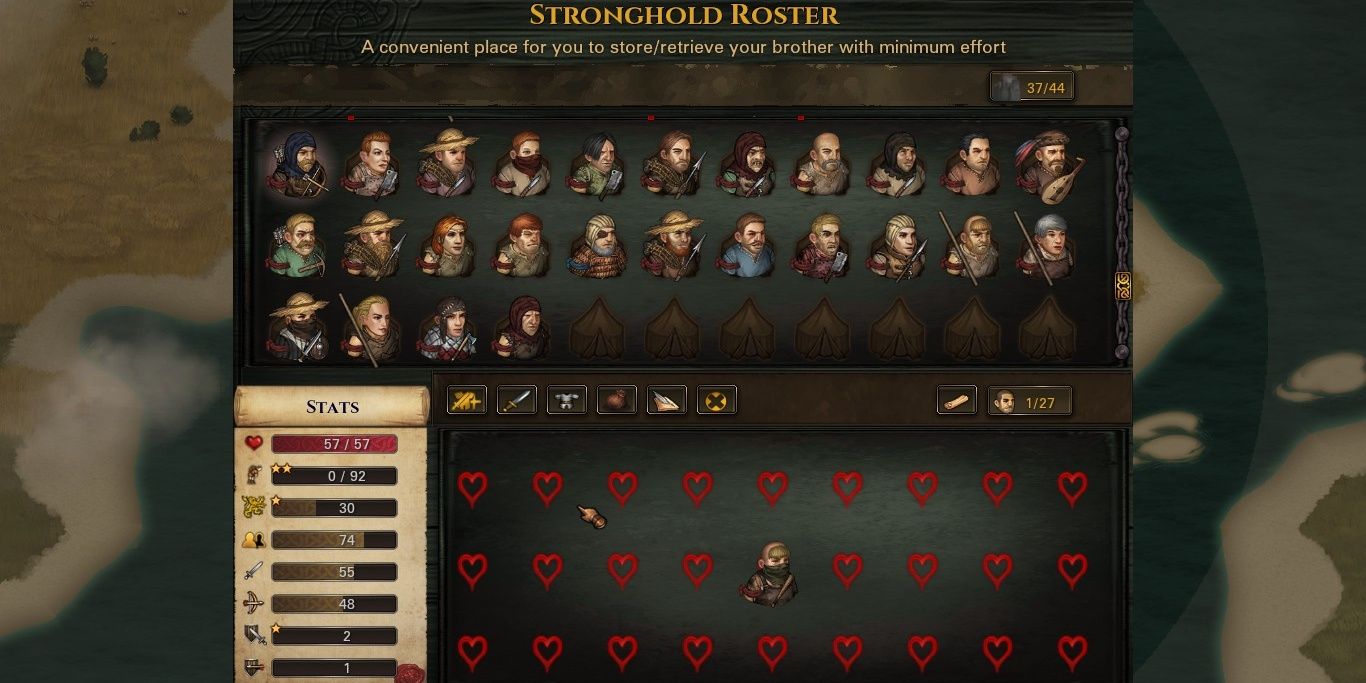 Stronghold Roster UI Add-on mod for Battle Brothers