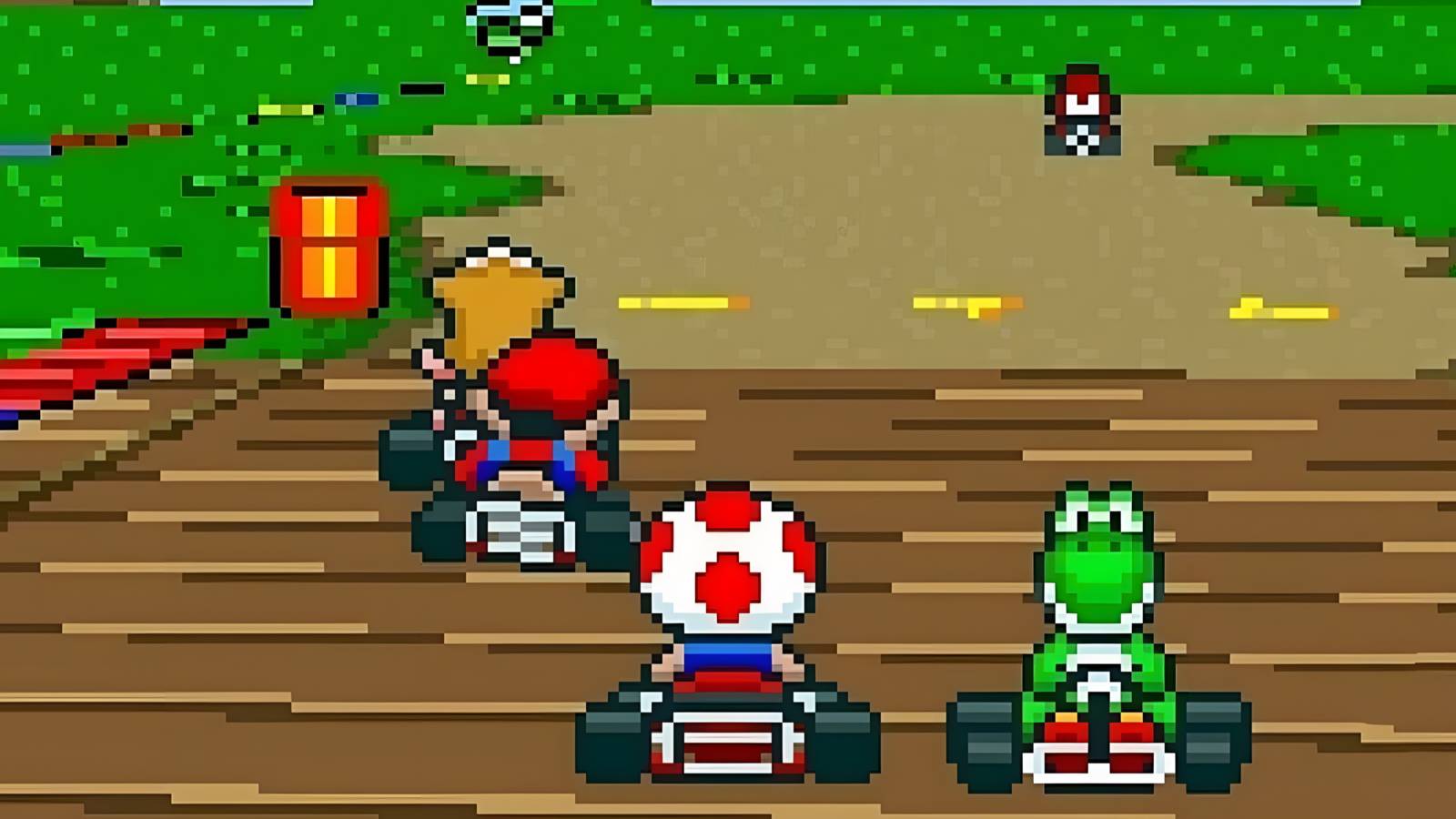 Super Mario Kart running on the SNES Classic