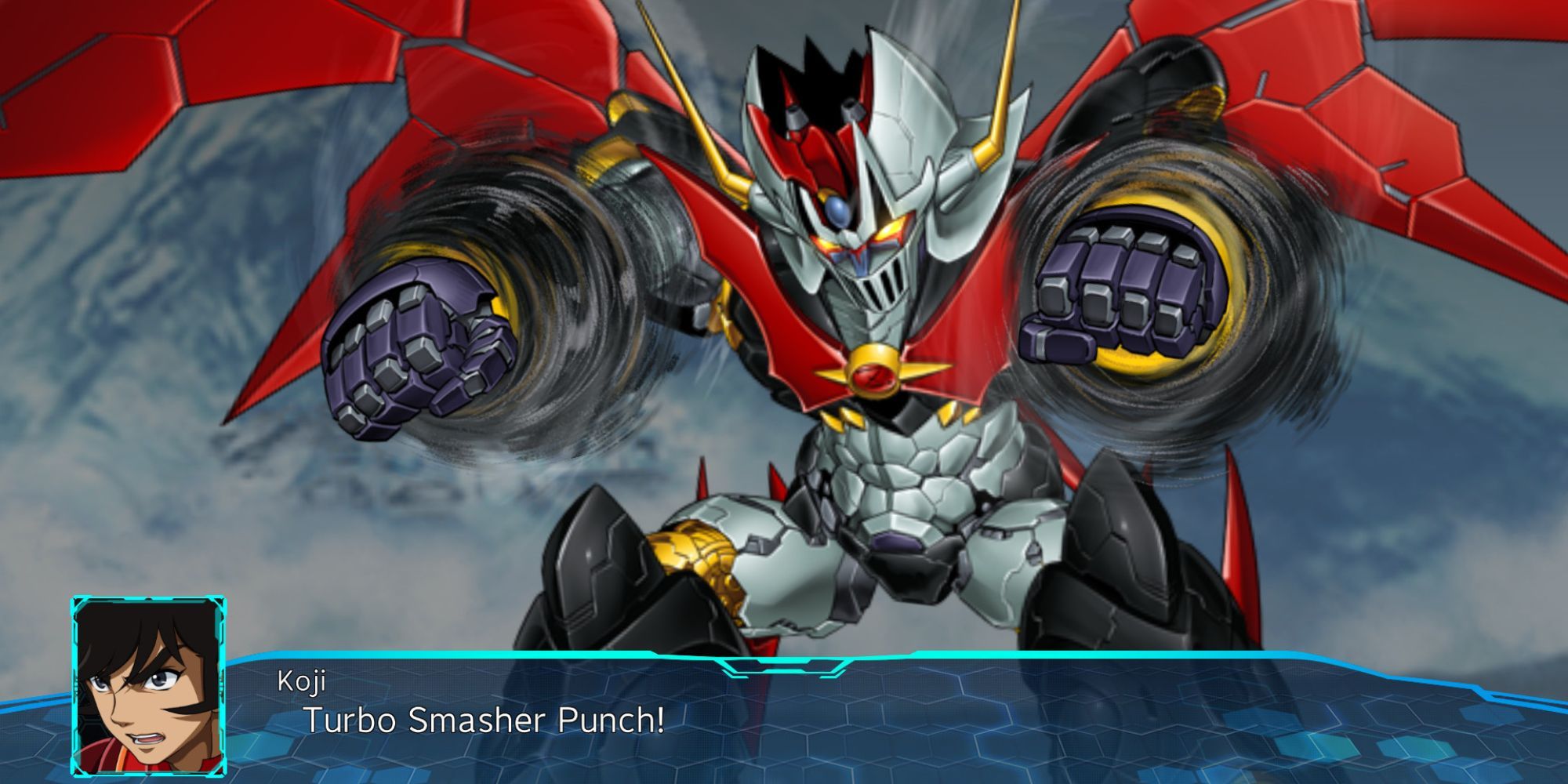 Giant mech punching in Super Robot Wars