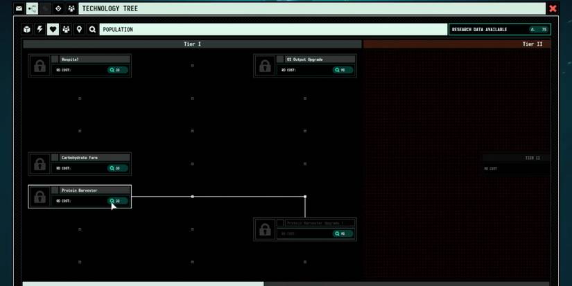 Player opens the Technology Tree to unlock new structures