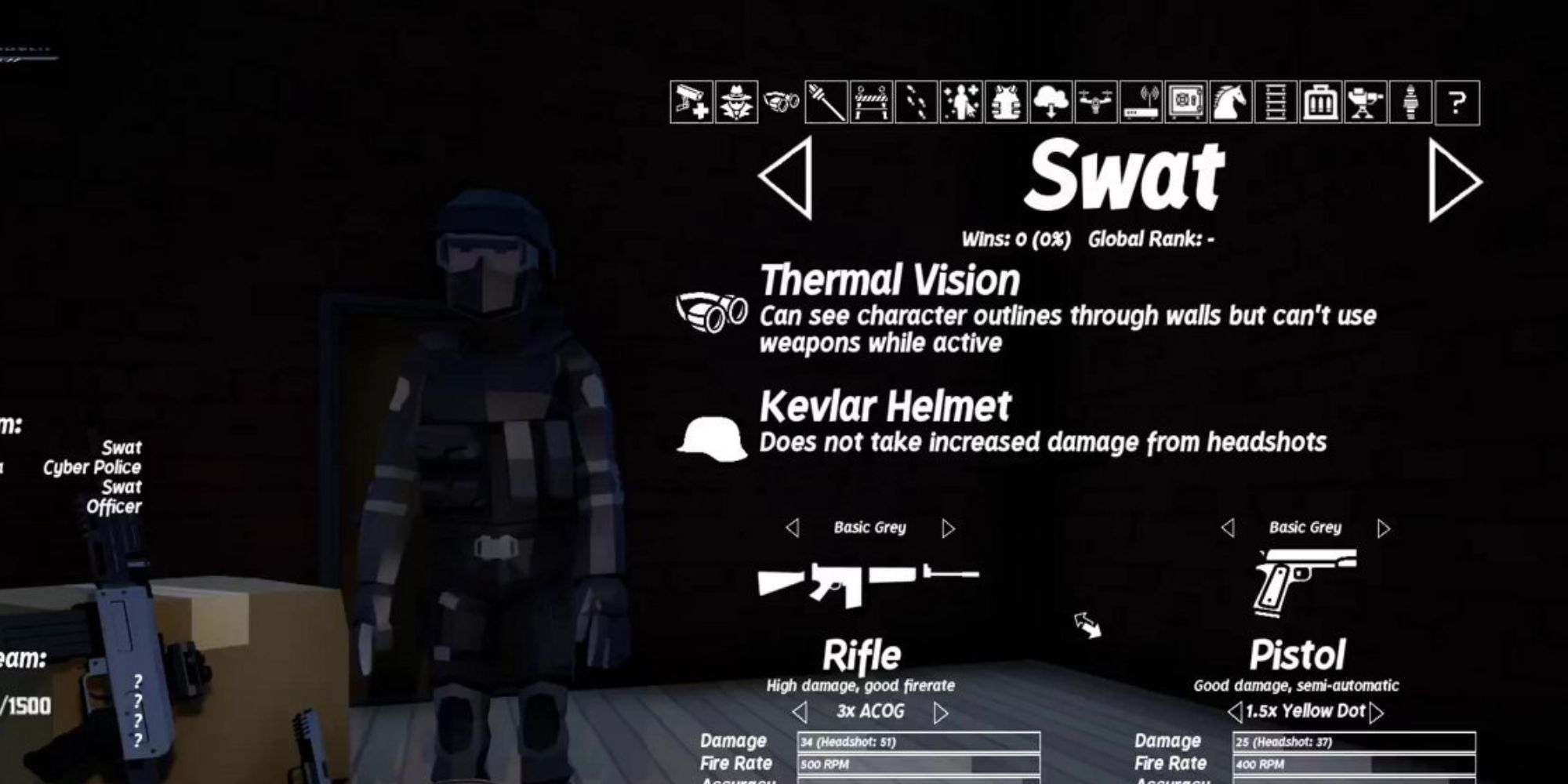 SWAT Character Screen In Perfect Heist 2