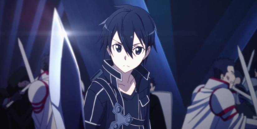 Sword Art Online's Kirito in between a fight