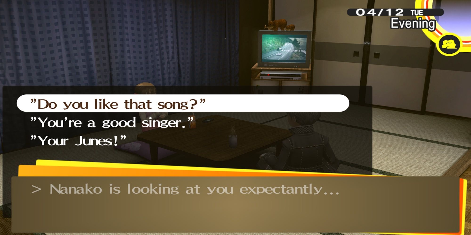Talking to Nanako in Persona 4 Golden