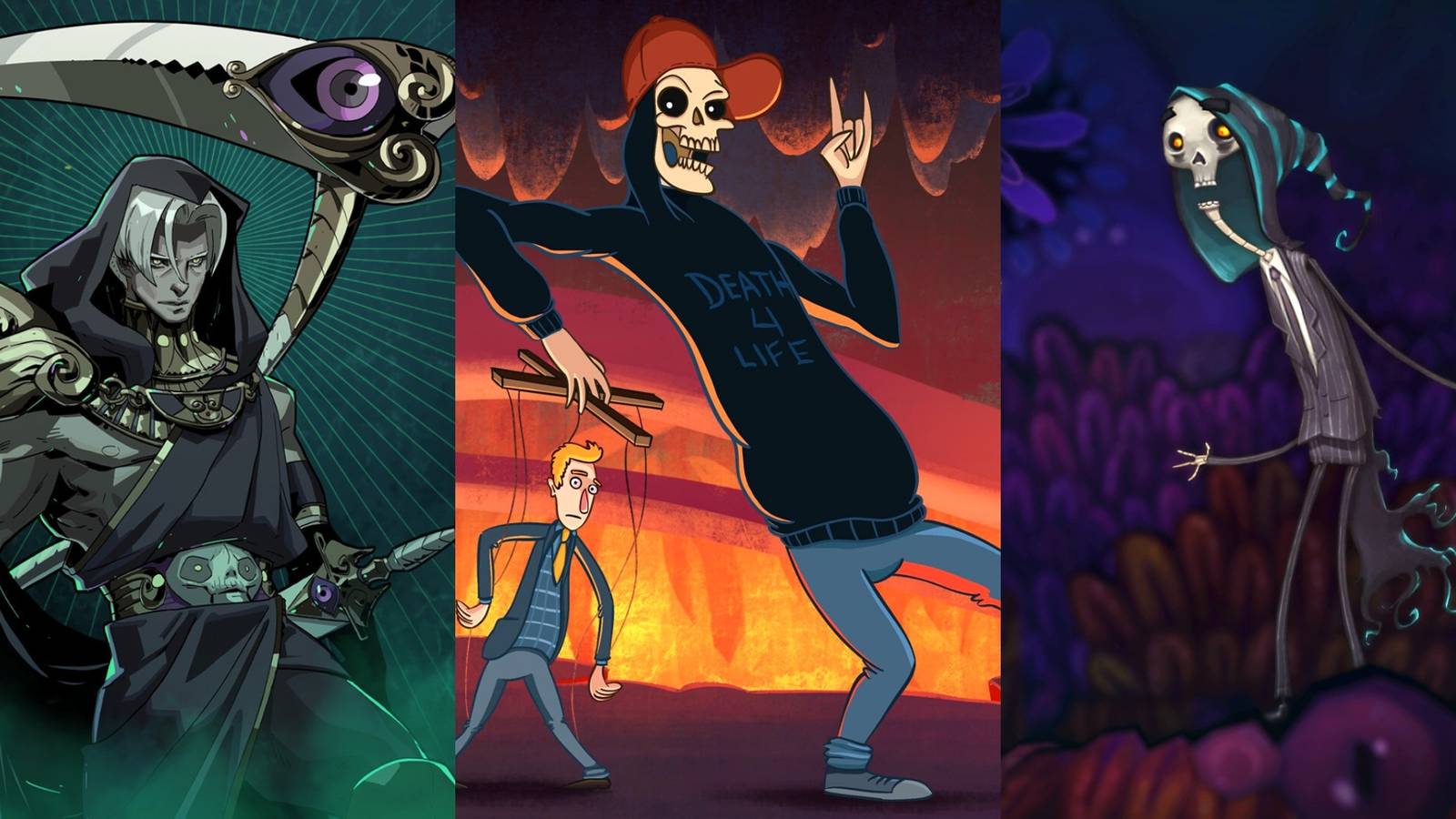 Thanatos in Hades, Sam and Death in Manual Samuel, Death in Flipping Death