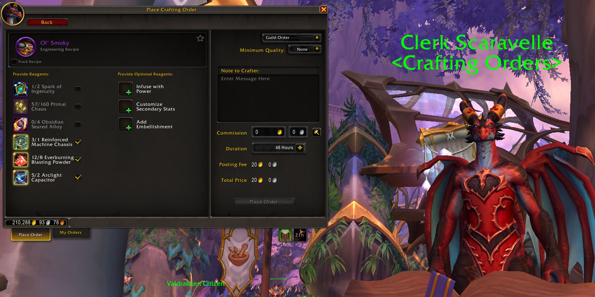 The Crafting Order system as seen in World of Warcraft Dragonflight