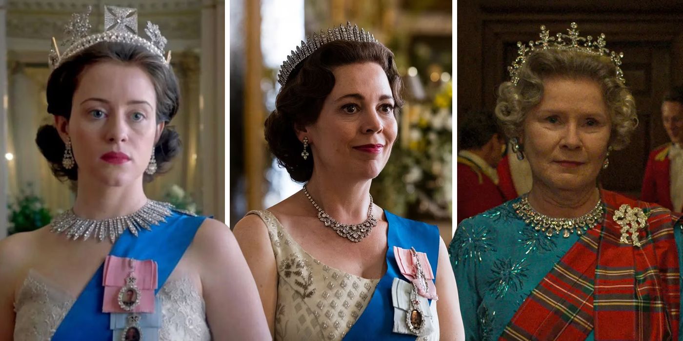 Olivia Colman, Claire Foy, and Imelda Staunton portray the Queen in The Crown