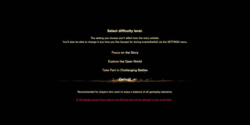 The difficulty menu in Forspoken