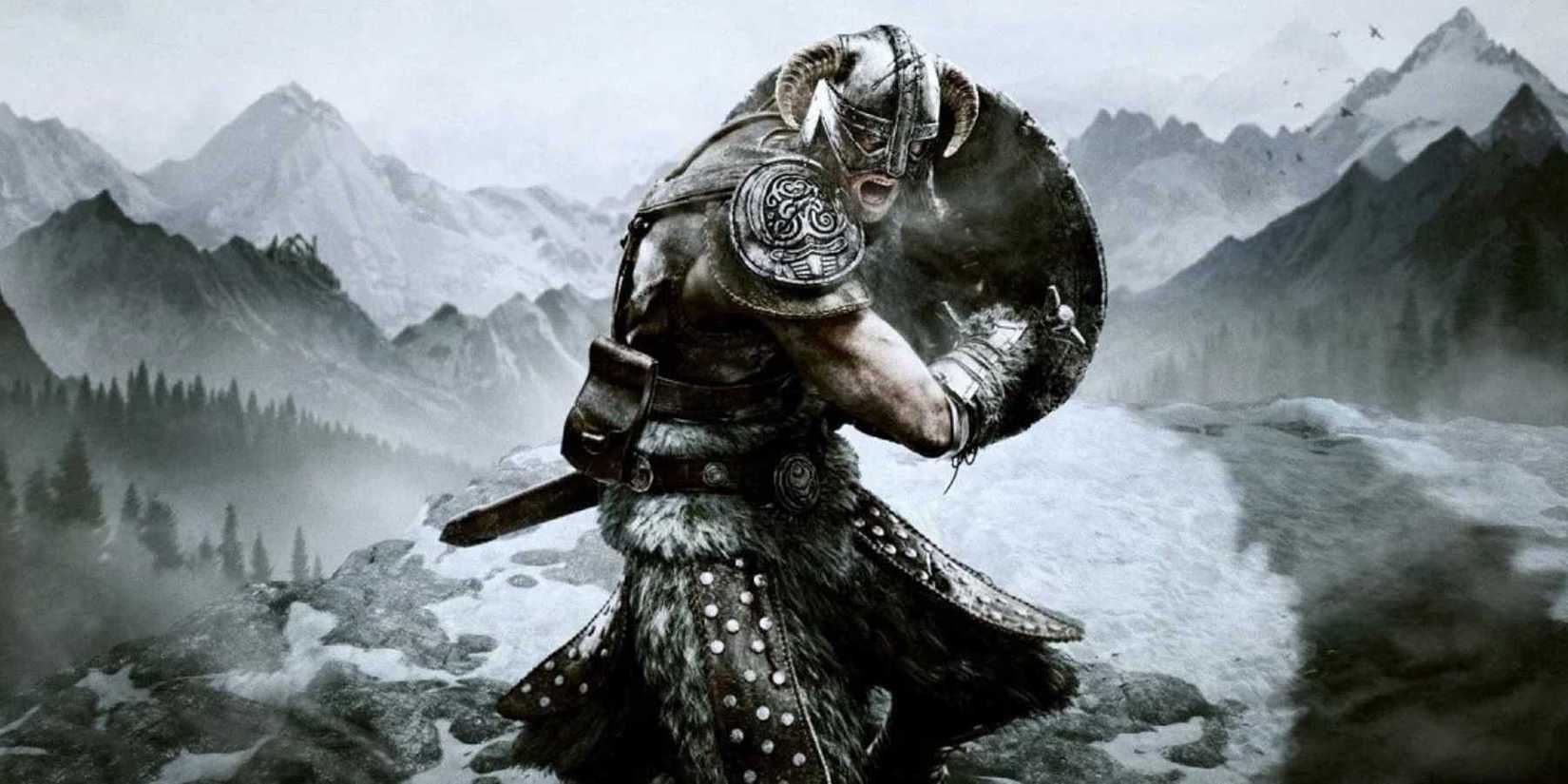 Image of the Dragonborn getting ready to battle