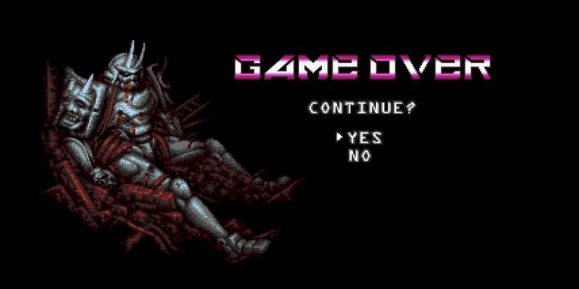 The game over screen in Vengeful Guardian Moonrider