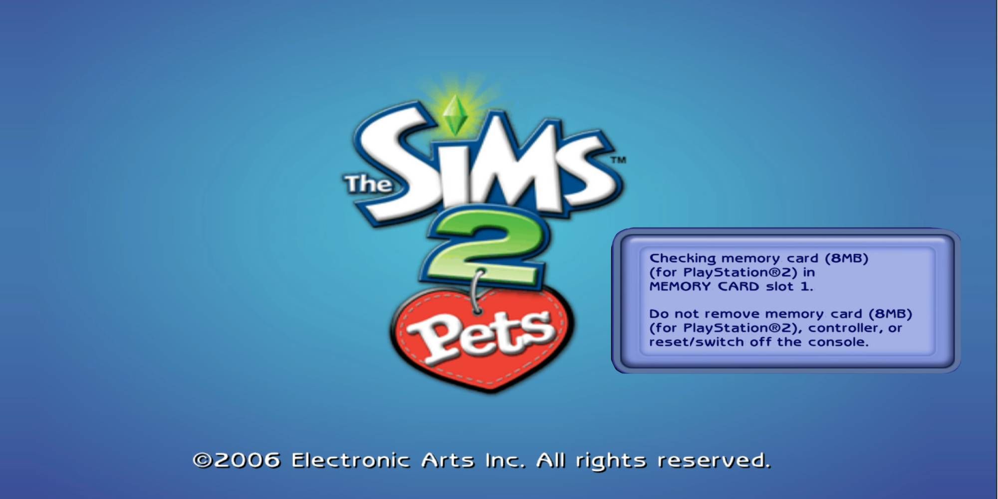 The Sims 2 PlayStation 2 in game loading screenshot with checking memory card message