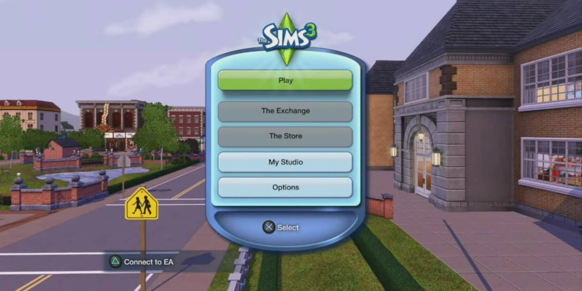 The in-game menu for The Sims 3 Playstation 3