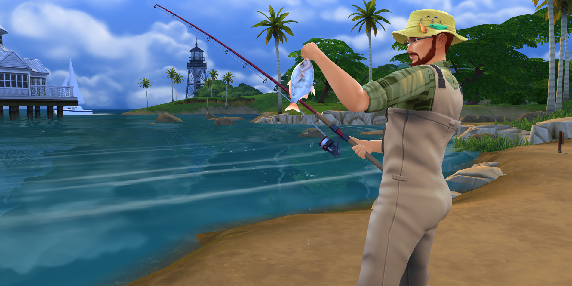 The Sims 4 A Sim is fishing