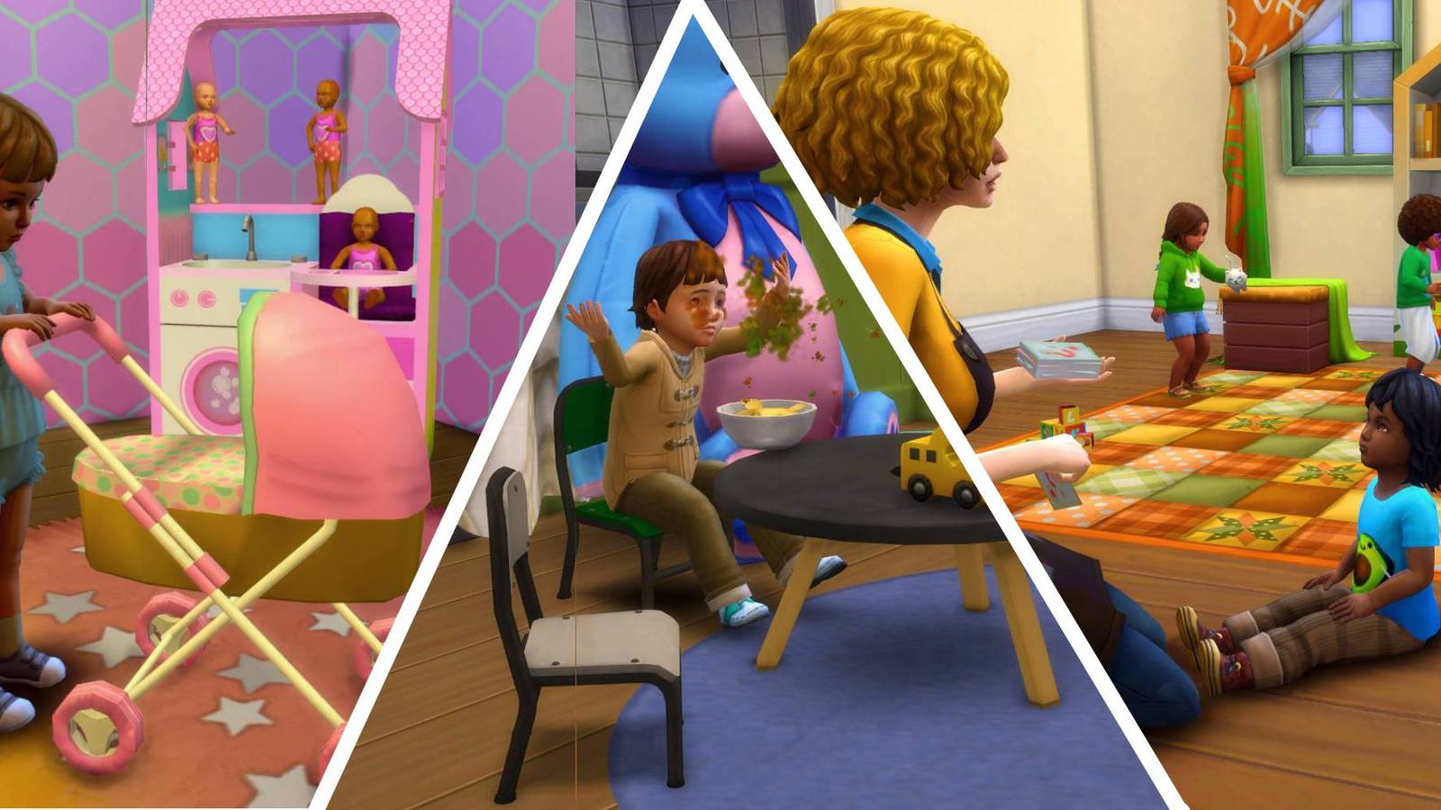 An image collage of toddler mods in The Sims 4