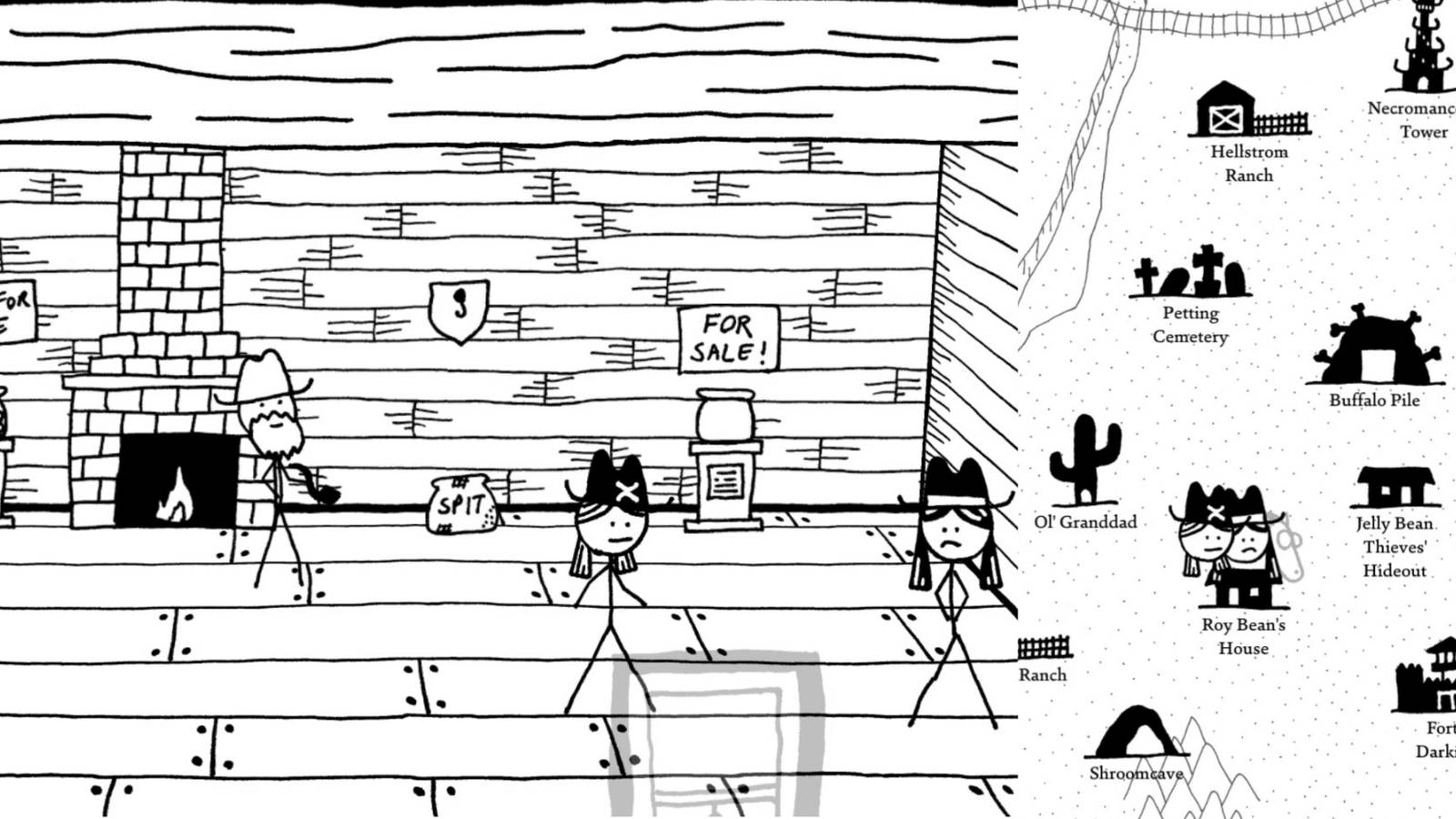 title image the quests at roy's bean hut west of loathing