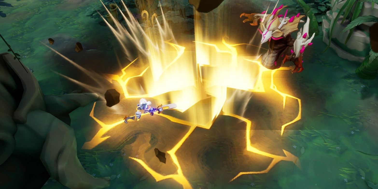torchlight infinite player smashing into the ground and hitting an enemy