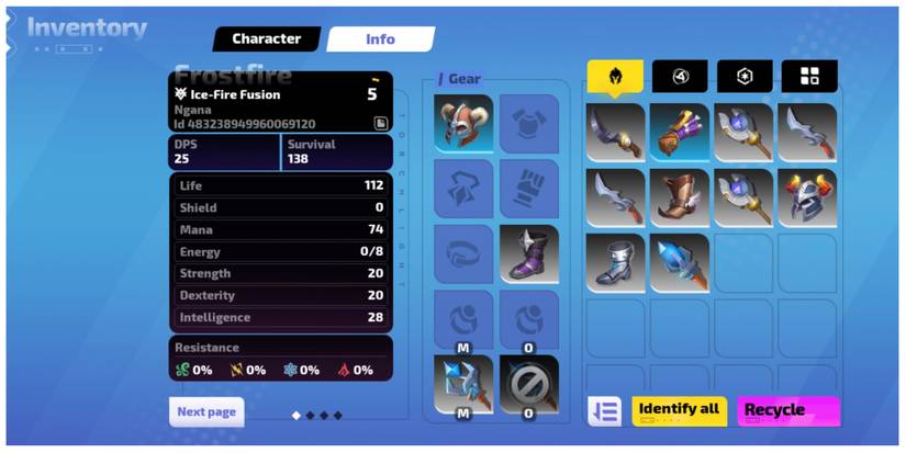 stats information in Torchlight: Infinite