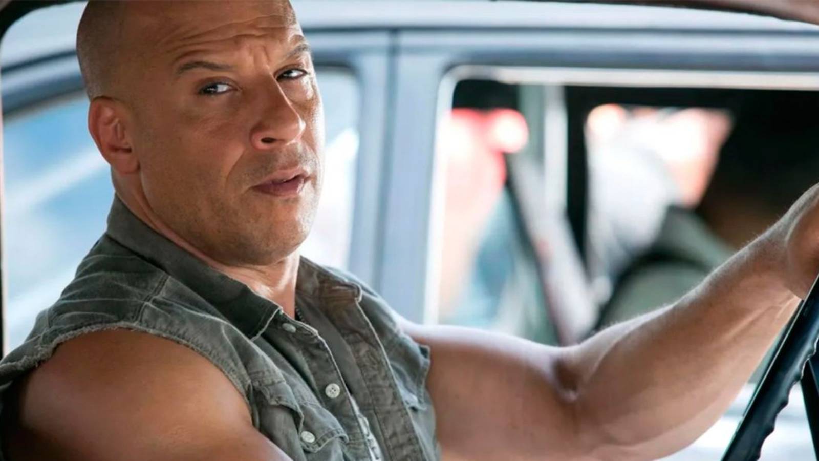 Vin Diesel as Dominic Toretto driving car in Fast and Furious