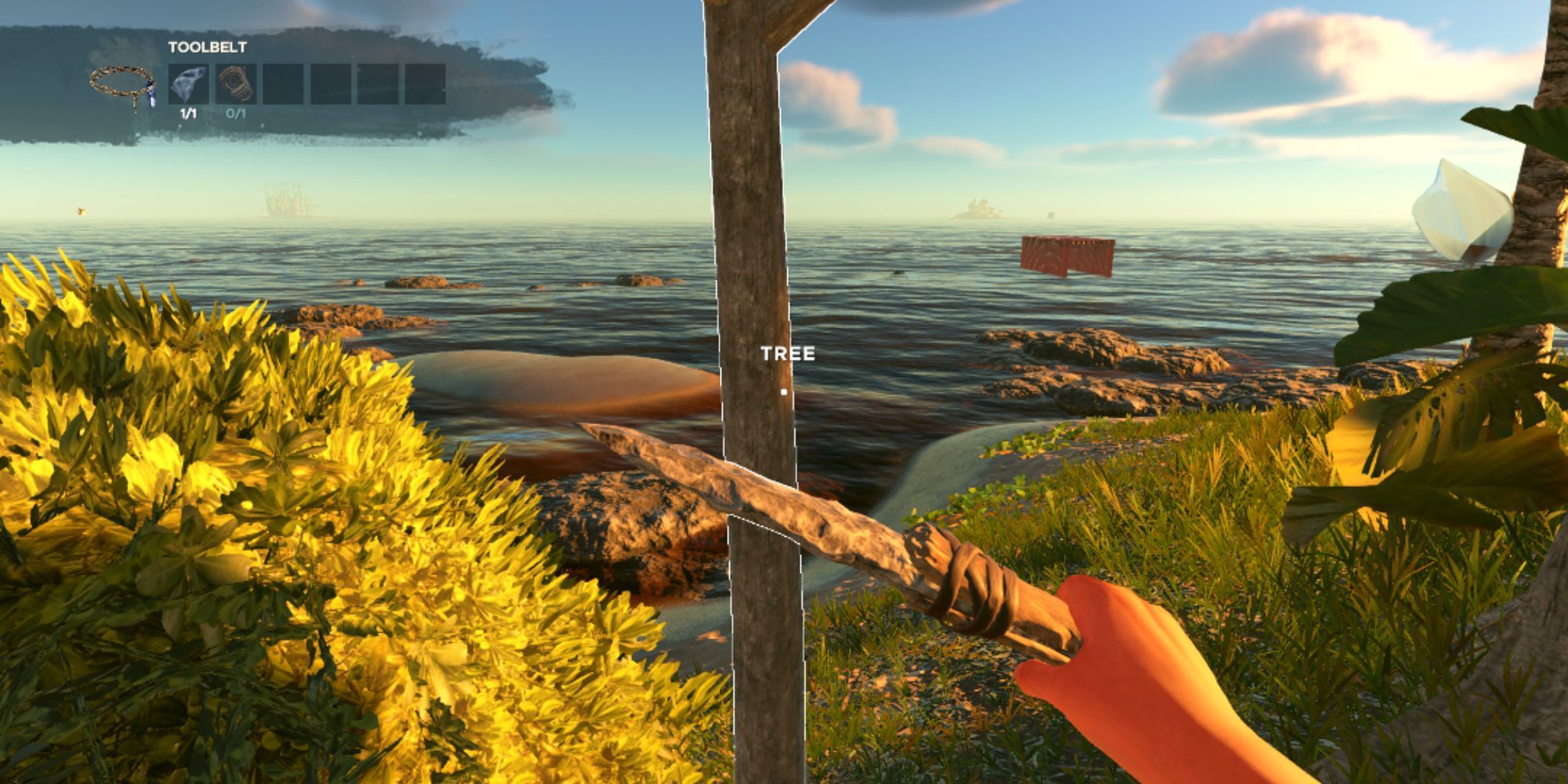 A tree used for harvesting wood sticks in Stranded Deep