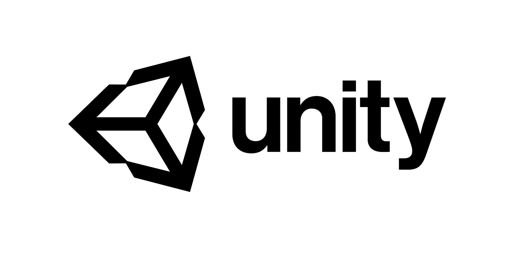Le logo Unity sur fond blanc.