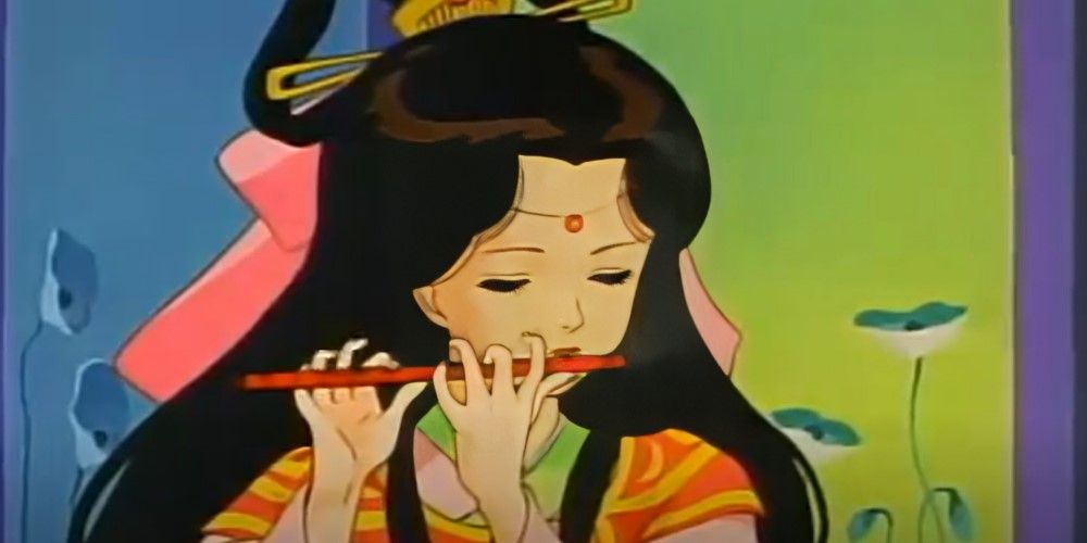 The moon princess from Utsunomiko playing a flute