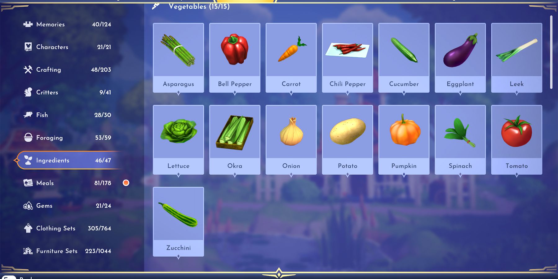 légumes dans la vallée dreamlight de disney