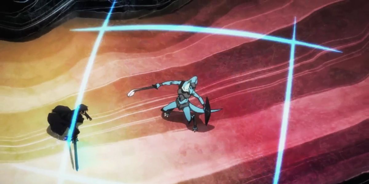 kirito performing a vertical and horizontal strike