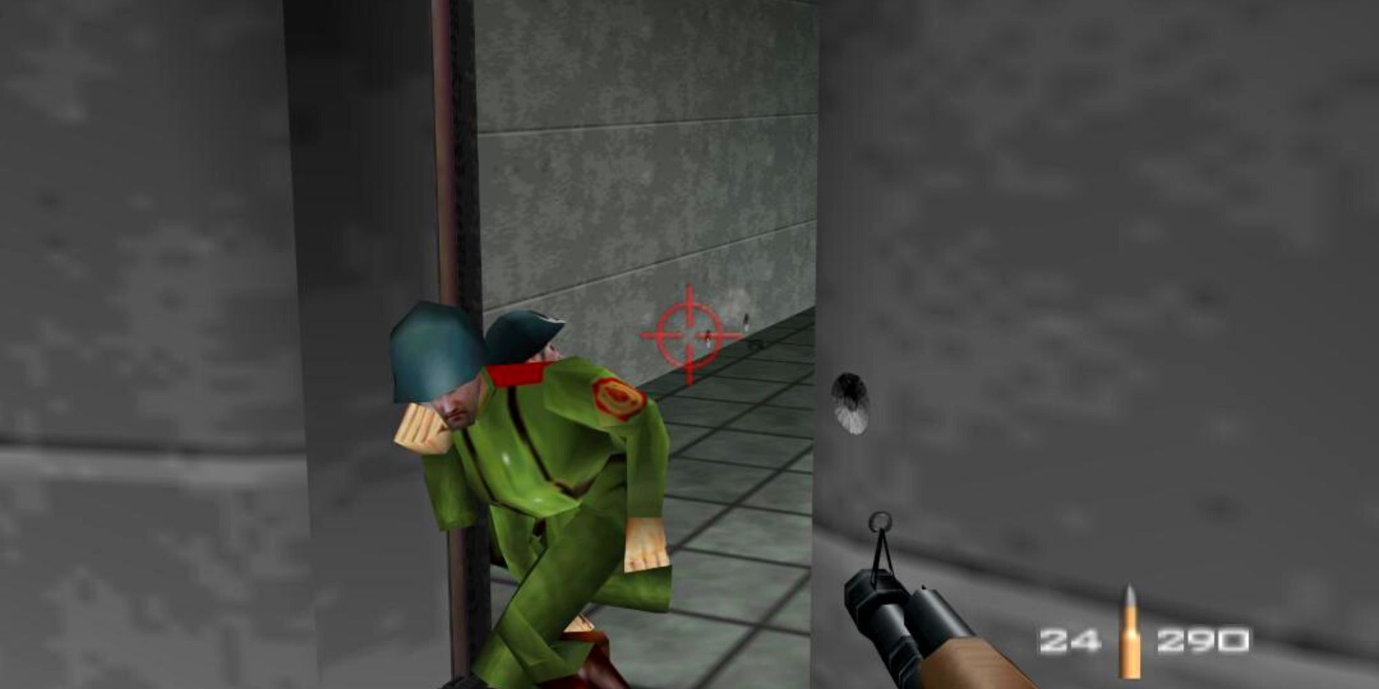 Wall cover and zooming in with AK-47 in Facility mission Goldeneye 007