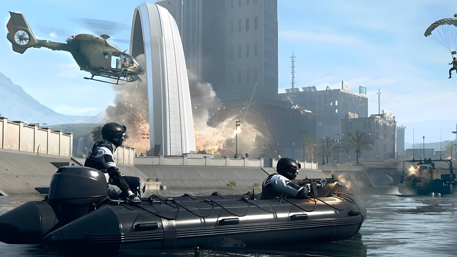 Warzone 2 screenshot showing a battle in the canals