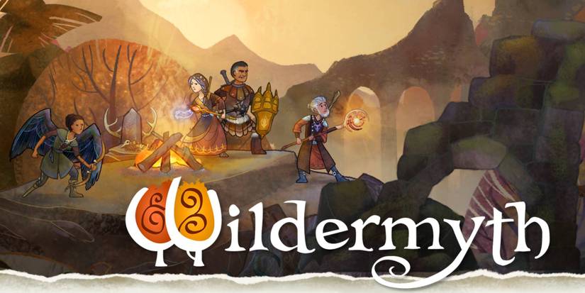Image showing the game title Wildermyth with assorted heroes in the background