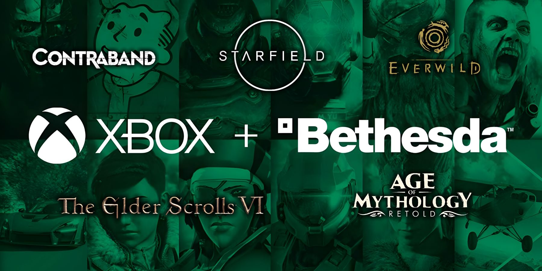 Xbox and Bethesda Softworks logos with upcoming game titles