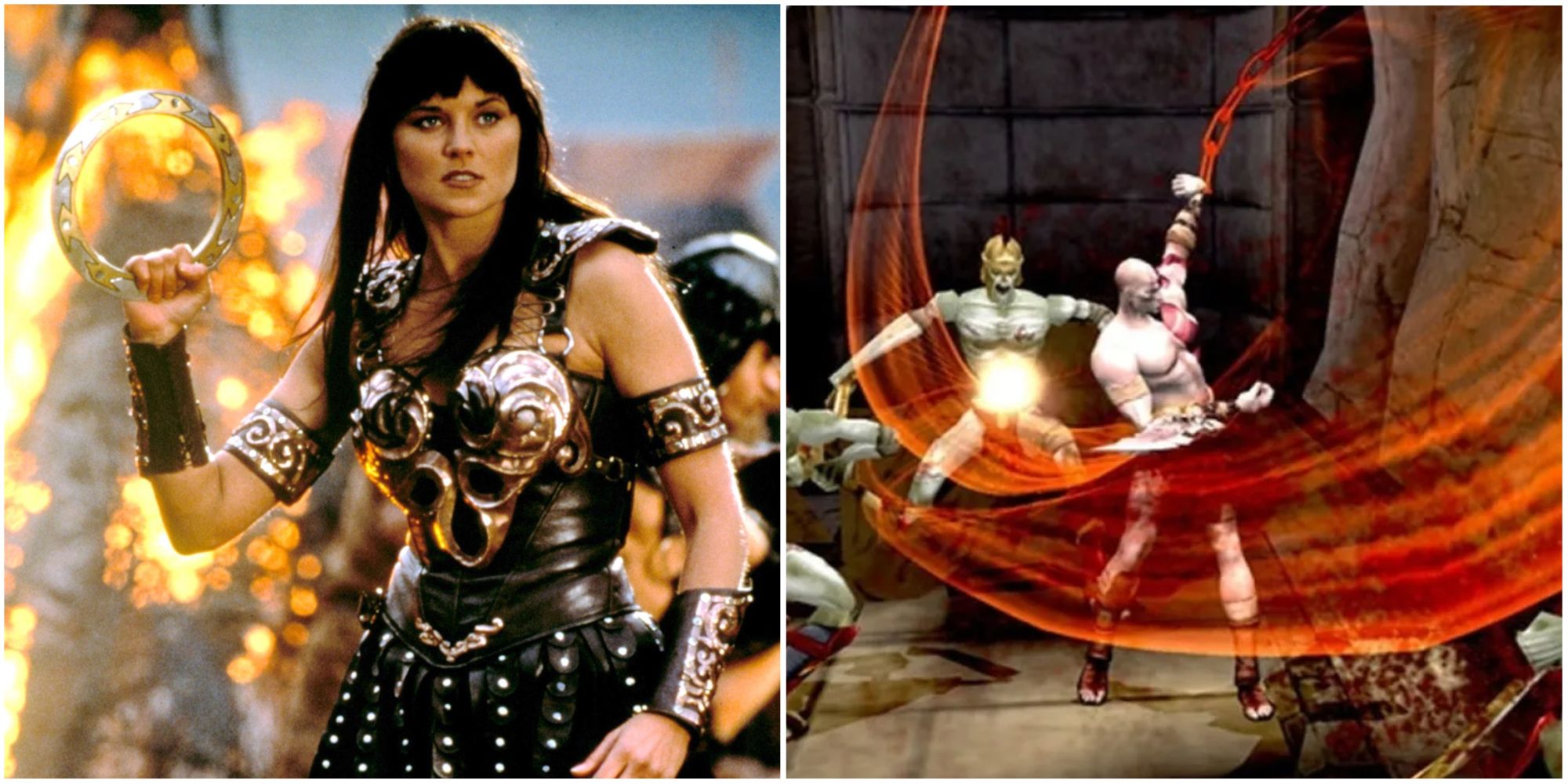Xena in Xena: Warrior Princess and Kratos in God of War