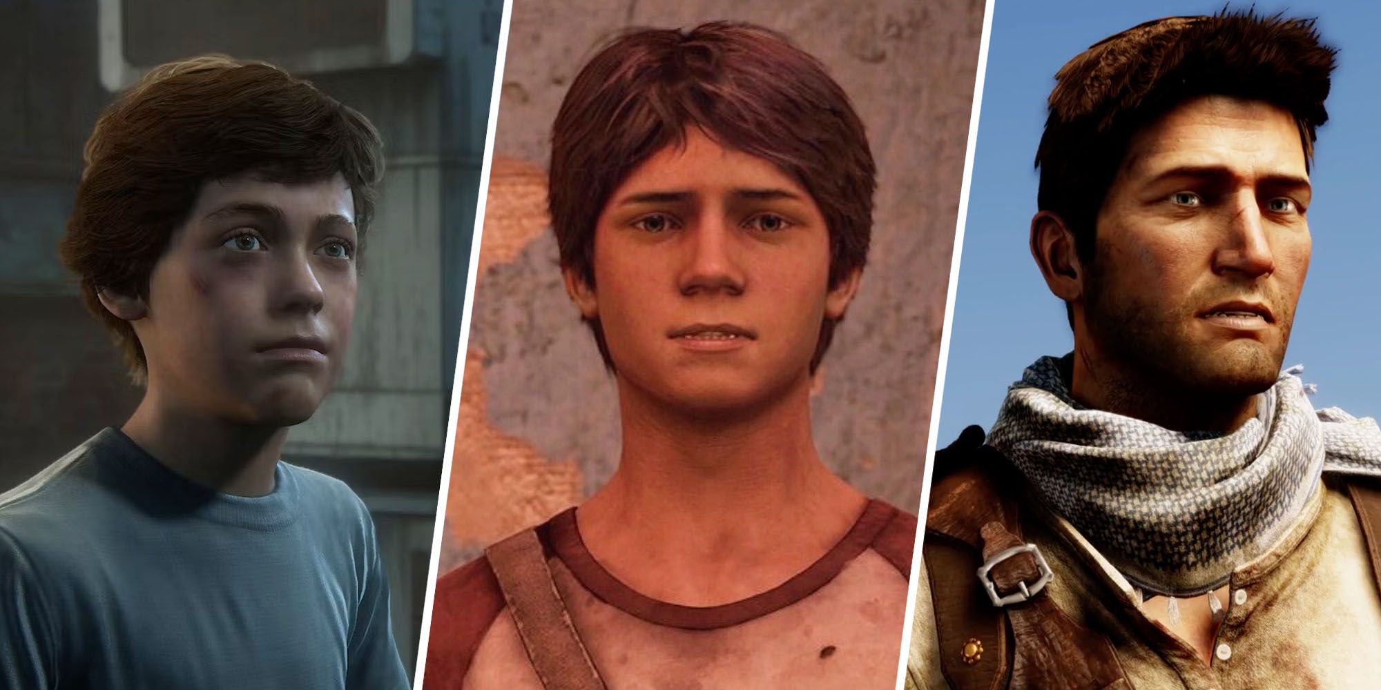 Young to adult Nathan Drake in Uncharted
