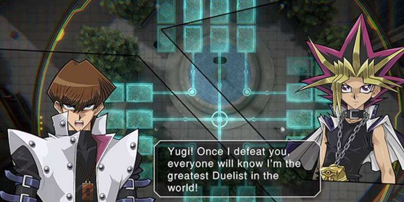 Yugi and Kaiba in Cross Duel