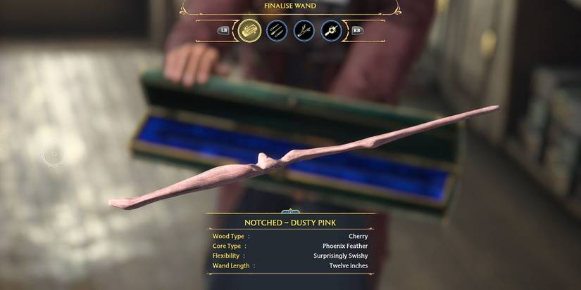 12 inches notched dusty pink wand in Hogwarts Legacy