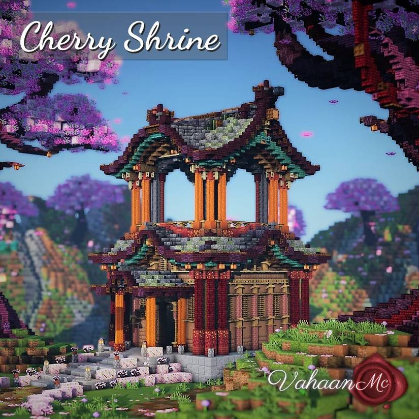 minecraft-player-builds-incredible-cherry-blossom-shrine