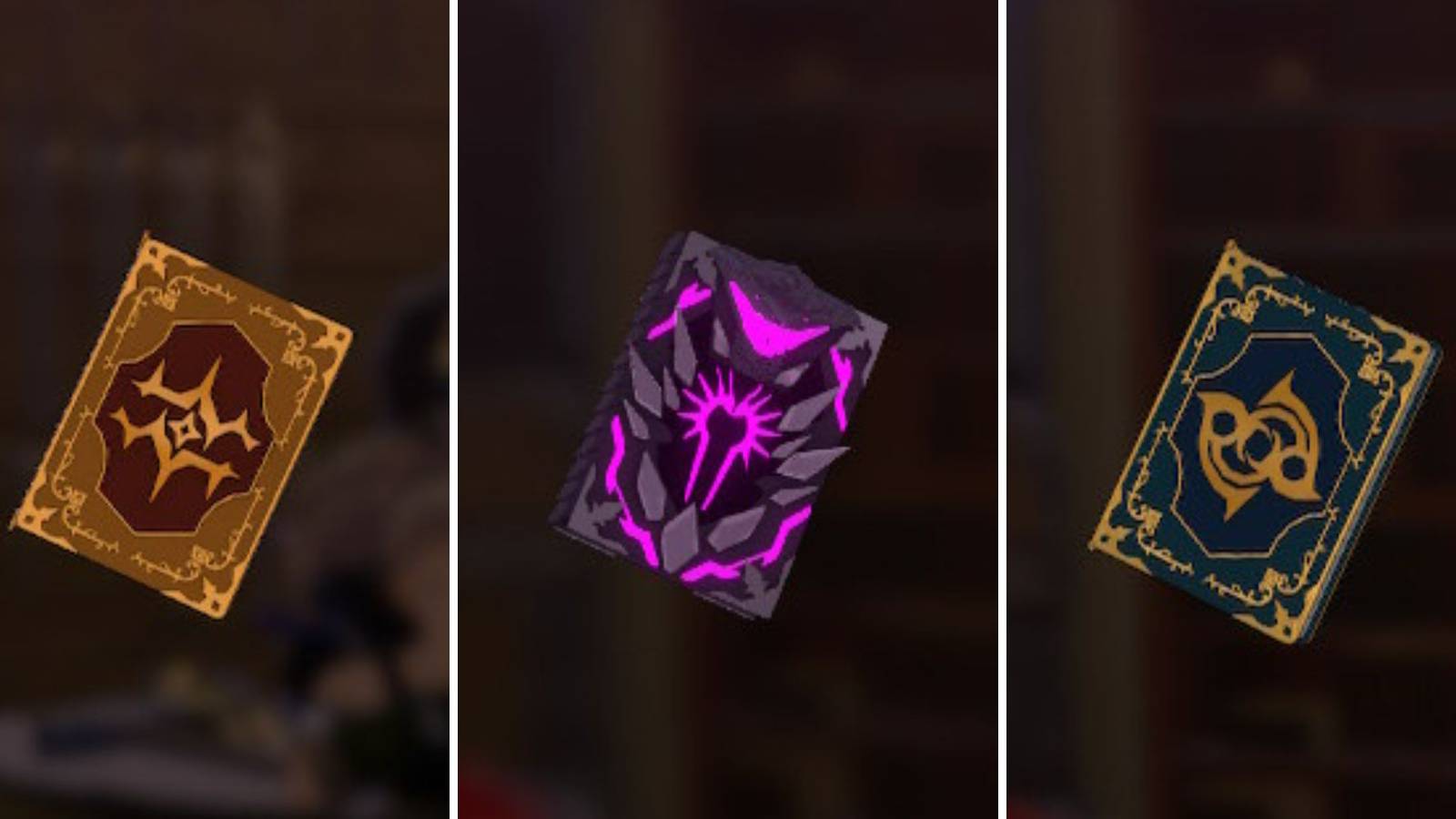 A grid of three tome books from Fire Emblem Engage